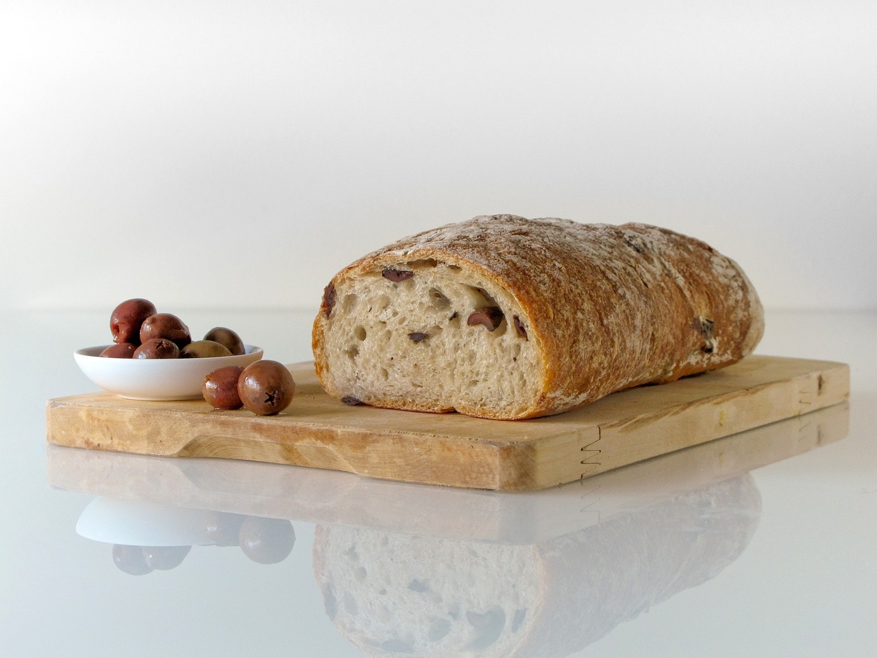 Bread loaf with olives
